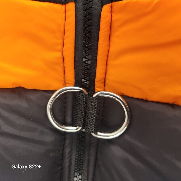 Adjustable Two-Tone Padded Dog Jacket With Zipper & D-Ring Leash Attachment - Picture 9 of 12